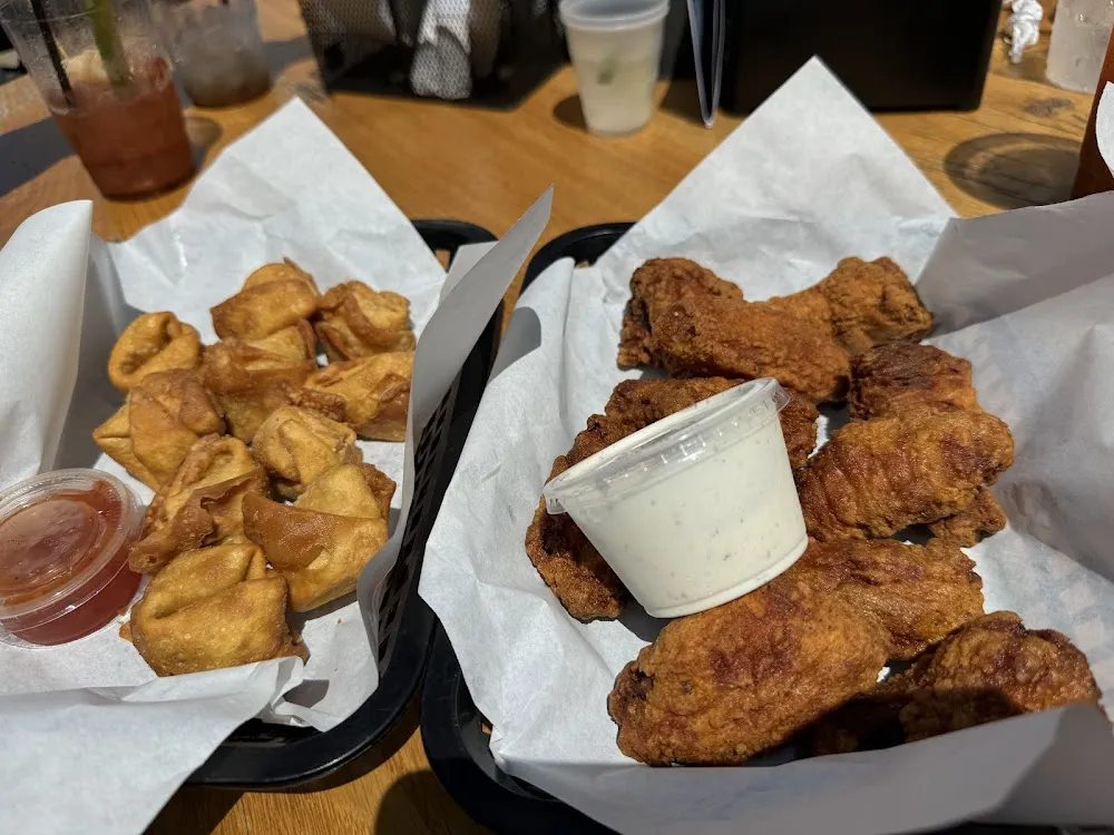 Crab Rangoon and Hot Wings